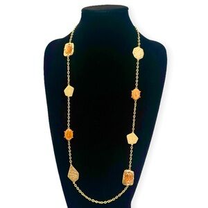 CHICOS Gold & Orange Statement Necklace | NWOT